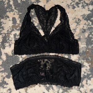 Two black lace Victoria’s Secret Bralettes